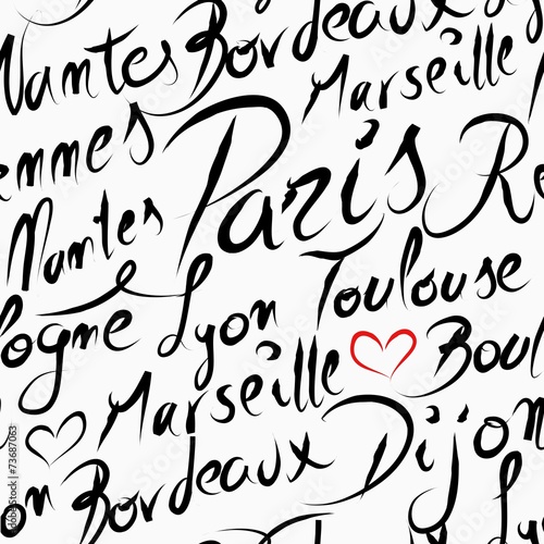 Photography Travel France destination cities seamless pattern