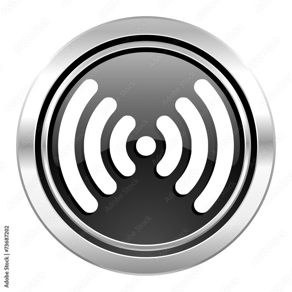 wifi icon, black chrome button, wireless network sign wifi icon, black chrome button, wireless network sign