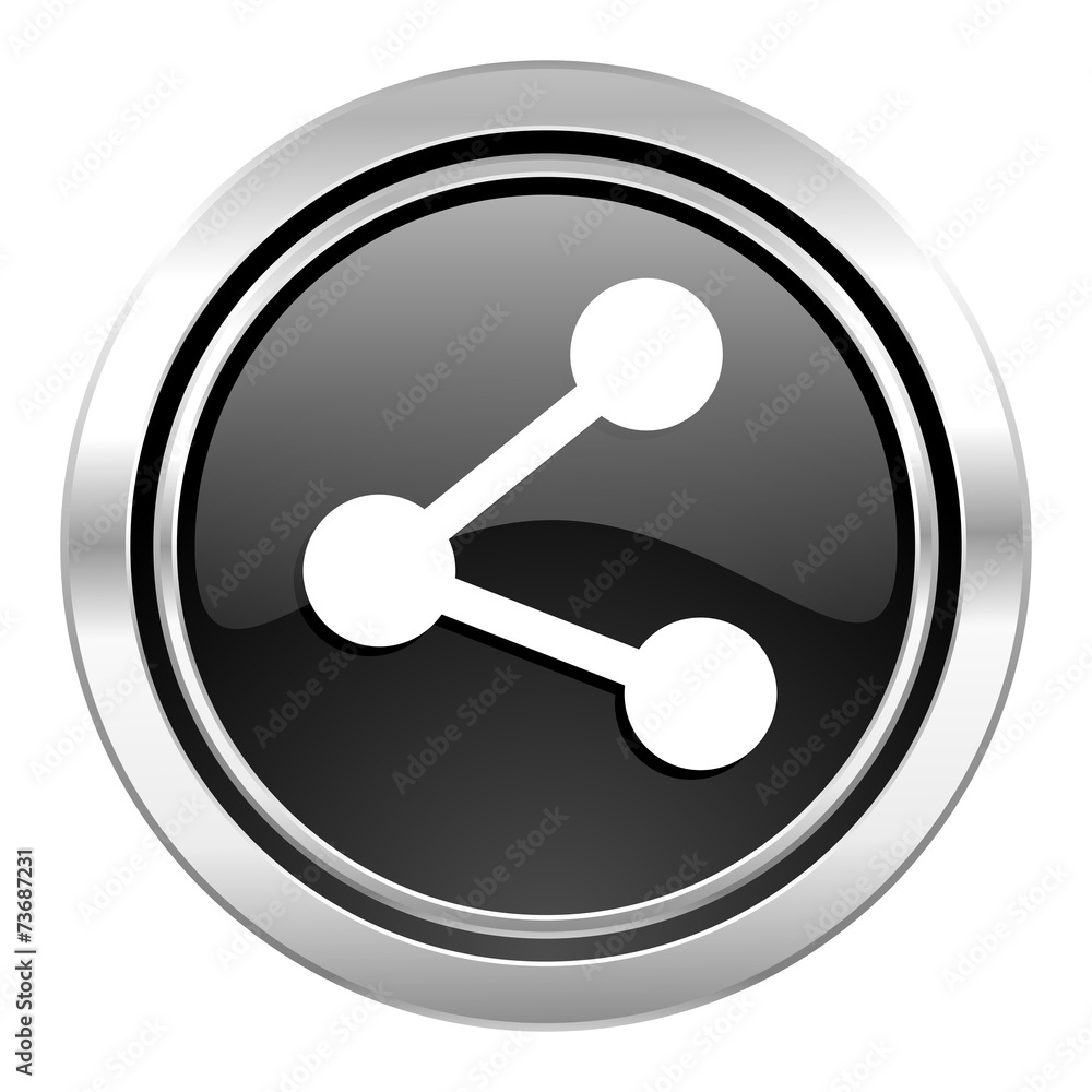 share icon, black chrome button share icon, black chrome button