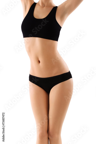 The woman's body on white background
