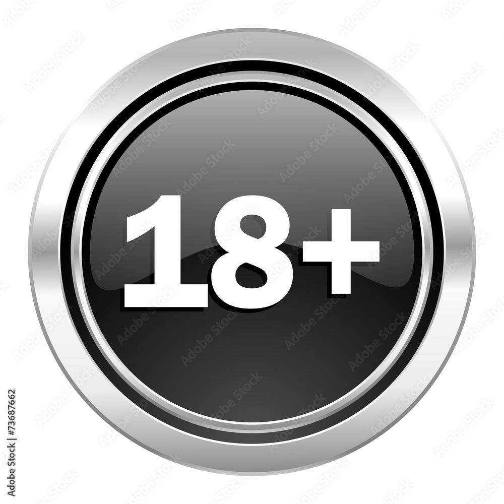 adults icon, black chrome button adults icon, black chrome button