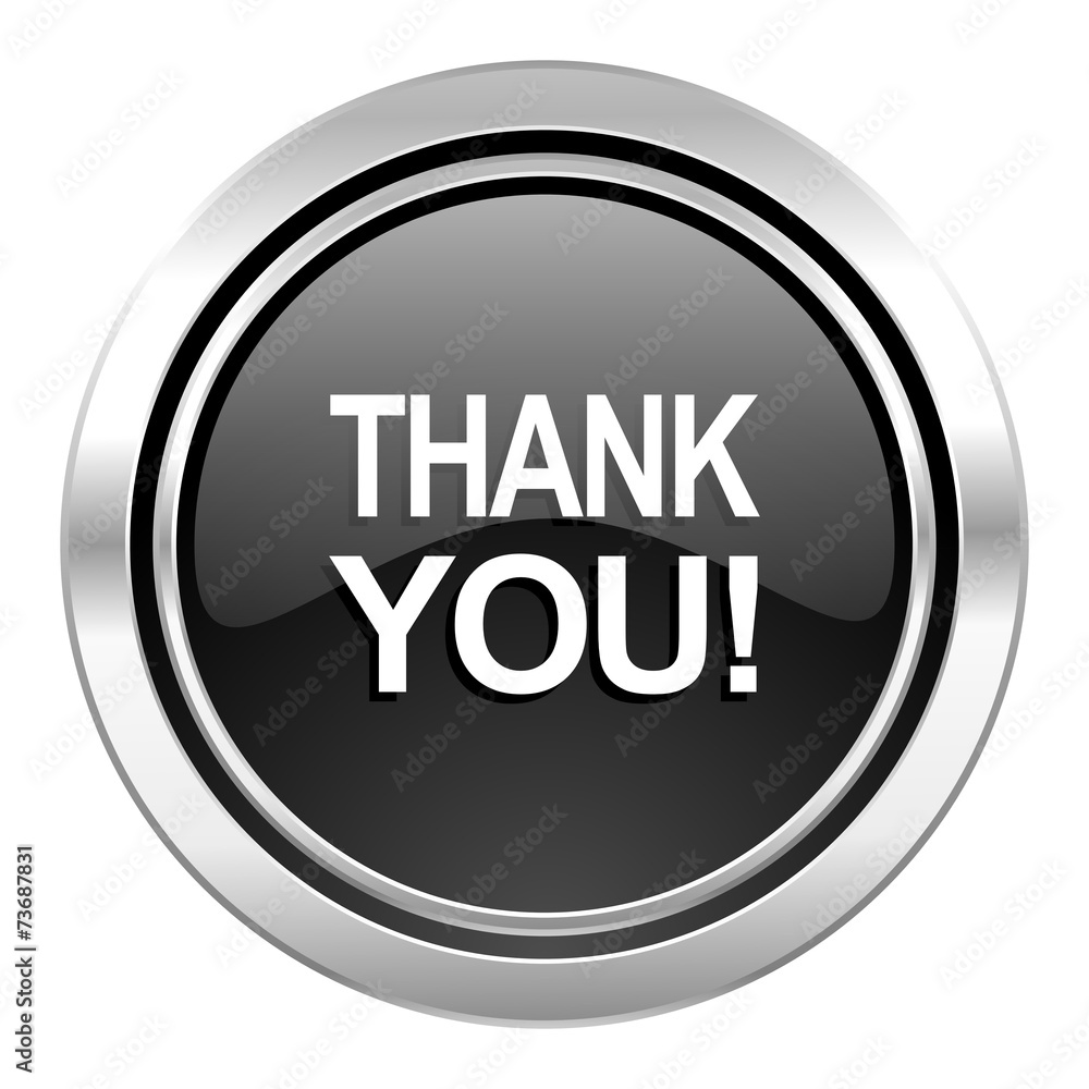 thank you icon, black chrome button thank you icon, black chrome button
