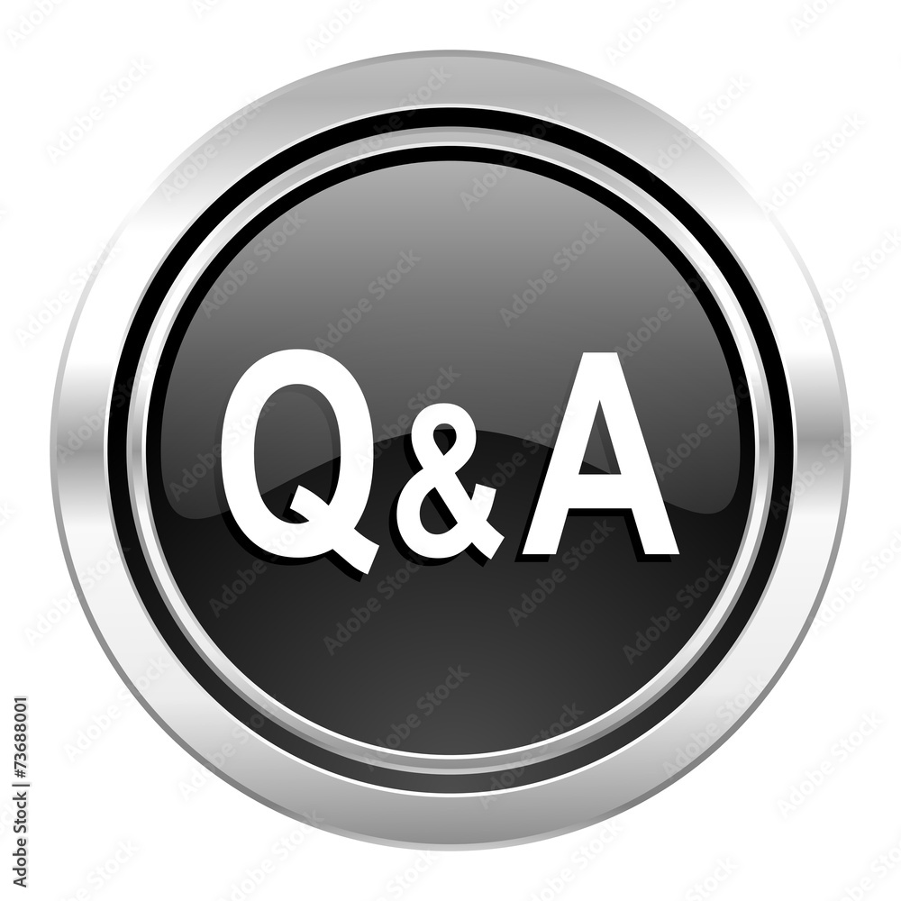 question answer icon, black chrome button question answer icon, black chrome button