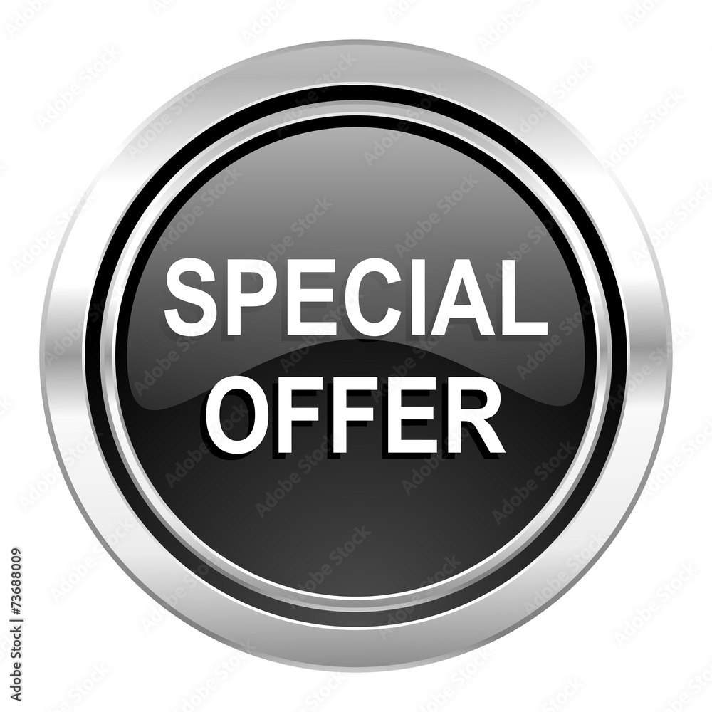 special offer icon, black chrome button special offer icon, black chrome button