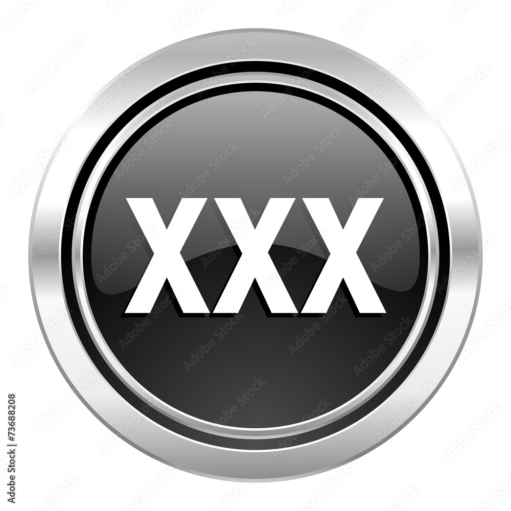 1000px x 1000px - xxx icon, black chrome button, porn sign Stock Illustration | Adobe Stock