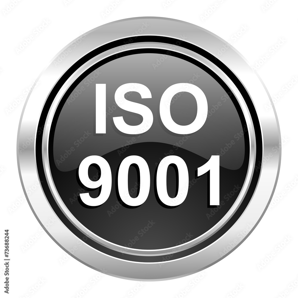 iso 9001 icon, black chrome button iso 9001 icon, black chrome button