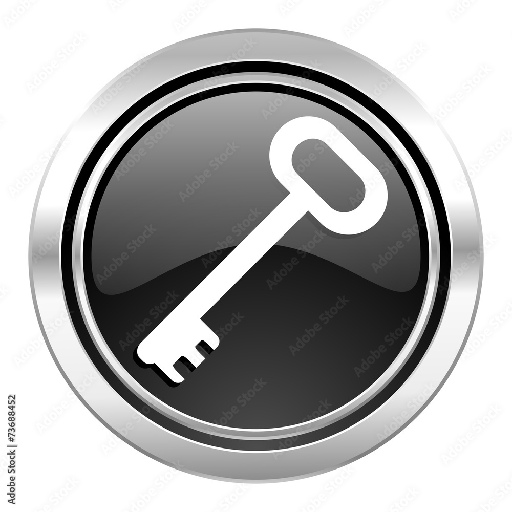 key icon, black chrome button, secure symbol key icon, black chrome button, secure symbol
