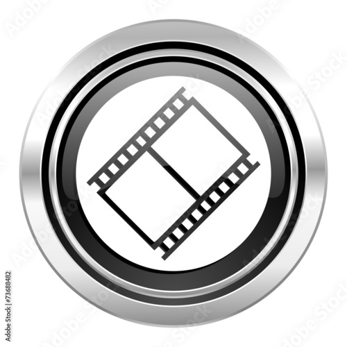 film icon, black chrome button, movie sign, cinema symbol