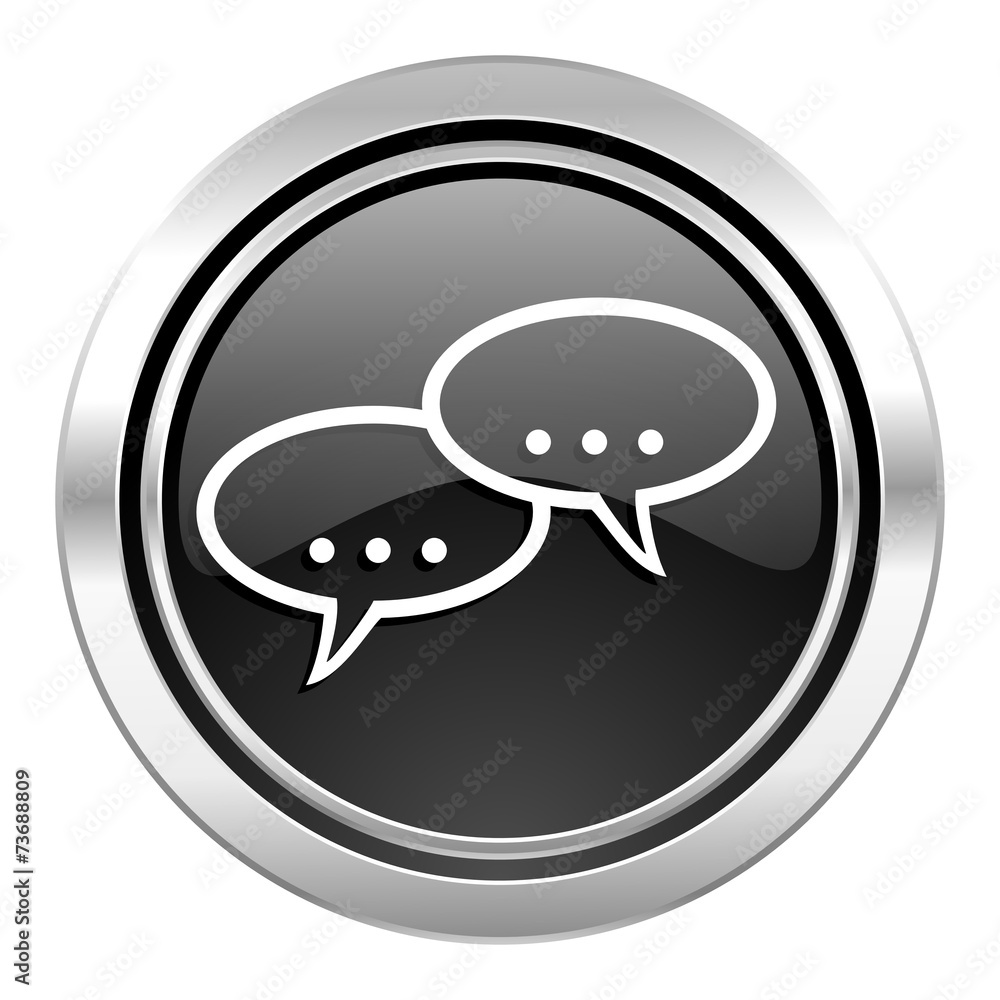 forum icon, black chrome button, chat symbol, bubble sign forum icon, black chrome button, chat symbol, bubble sign