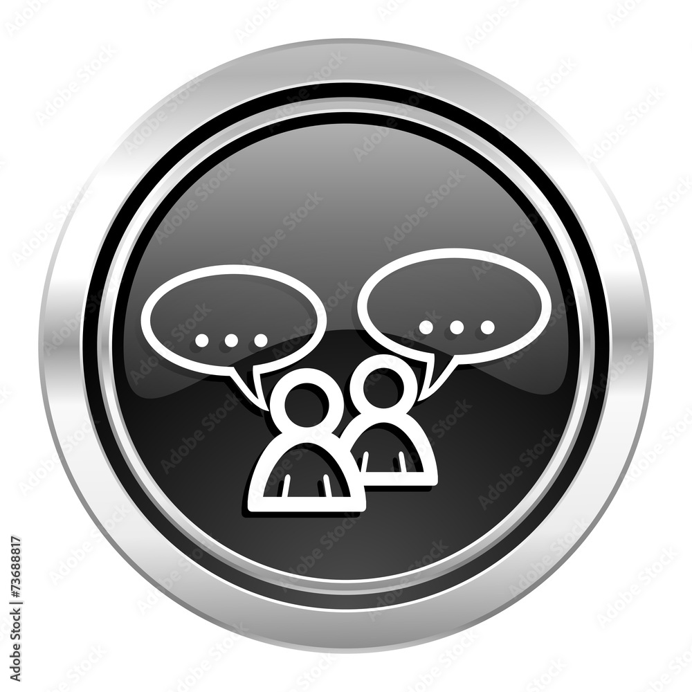 forum icon, black chrome button, chat symbol, bubble sign forum icon, black chrome button, chat symbol, bubble sign