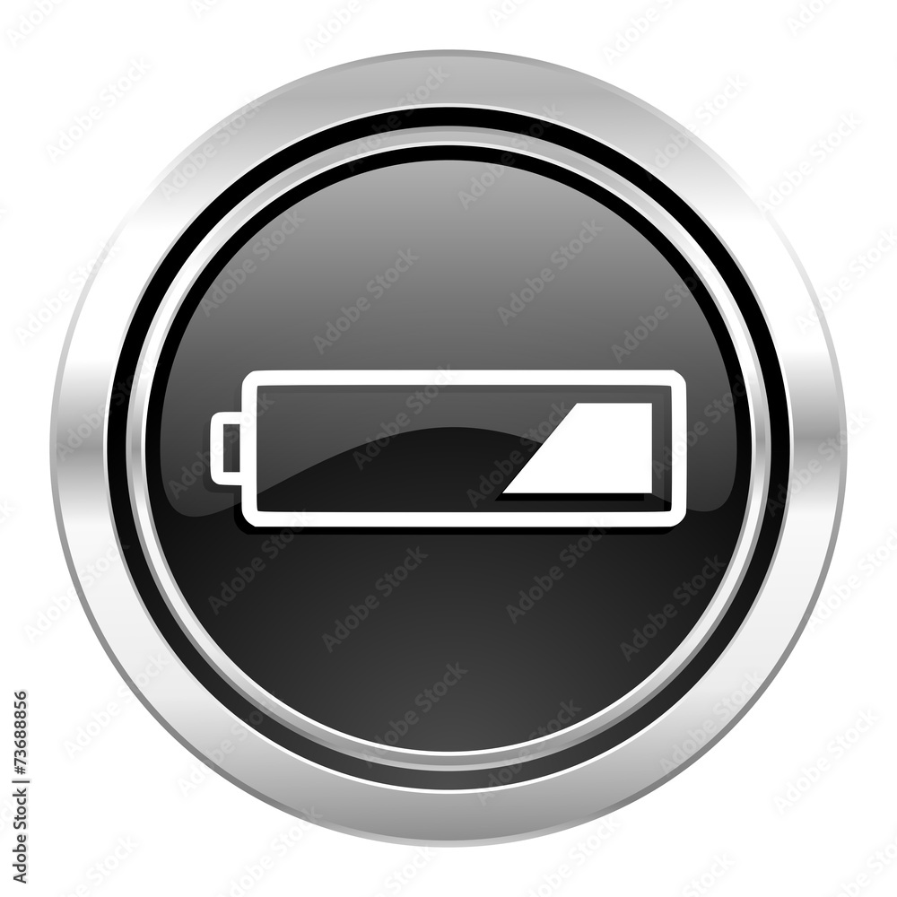 battery icon, black chrome button, charging symbol, power sign battery icon, black chrome button, charging symbol, power sign