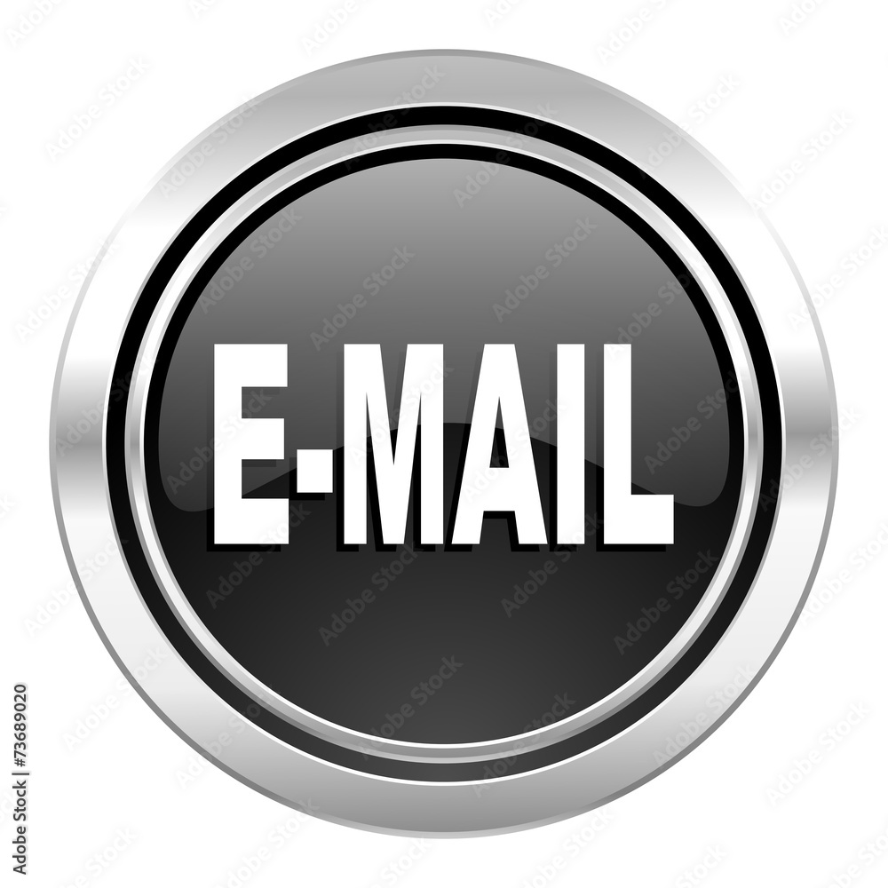 email icon, black chrome button email icon, black chrome button