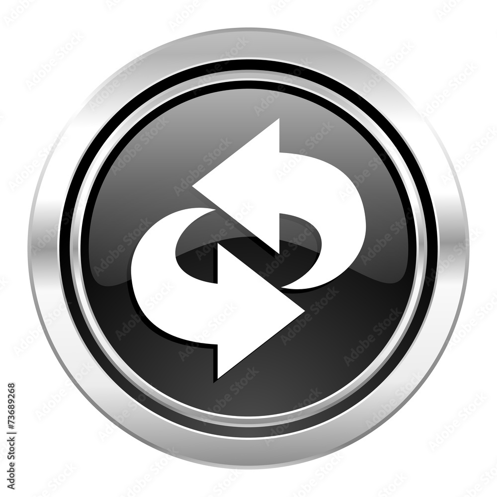 rotation icon, black chrome button, refresh sign rotation icon, black chrome button, refresh sign