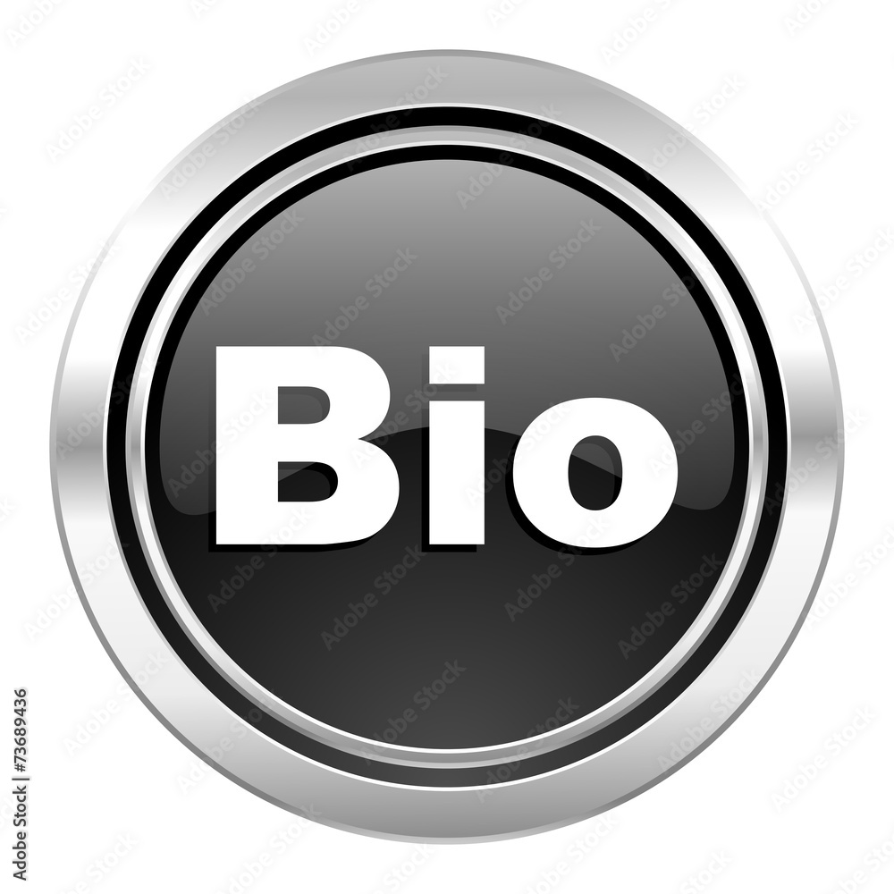 bio icon, black chrome button bio icon, black chrome button