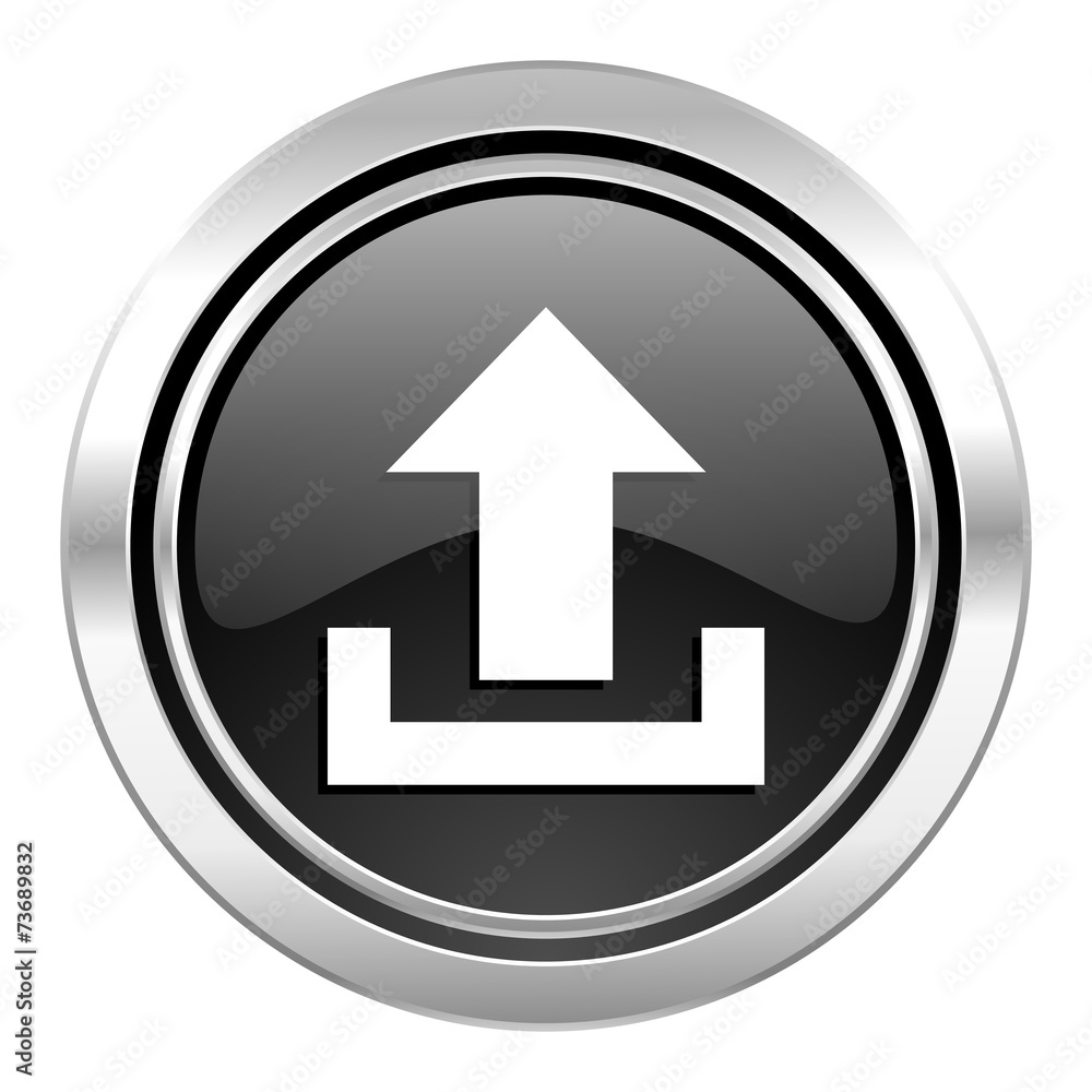 upload icon, black chrome button upload icon, black chrome button