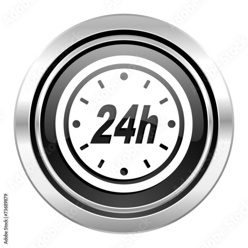 24h icon, black chrome button