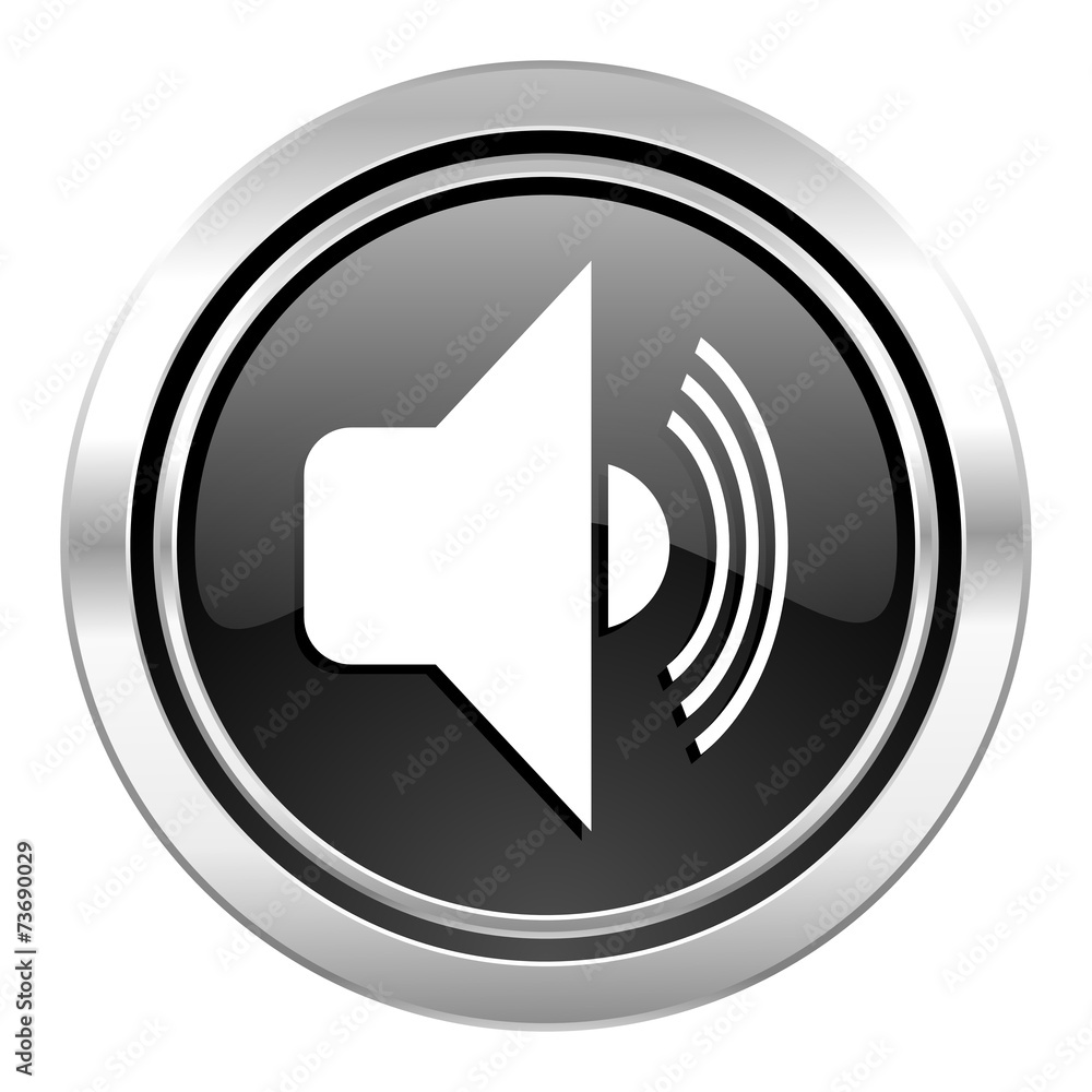 volume icon, black chrome button, music sign volume icon, black chrome button, music sign
