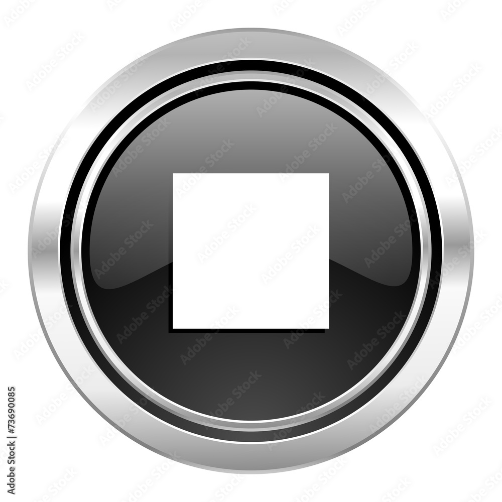 stop icon, black chrome button stop icon, black chrome button