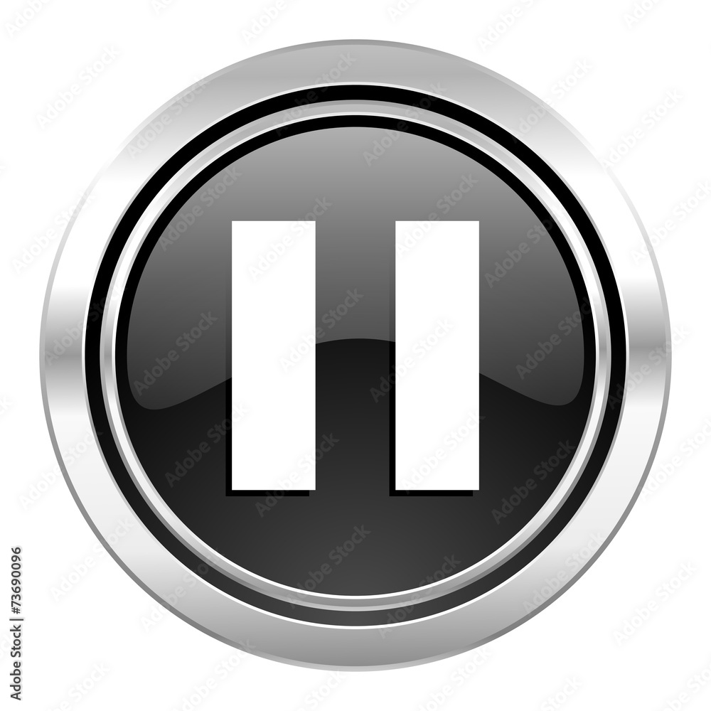 pause icon, black chrome button pause icon, black chrome button