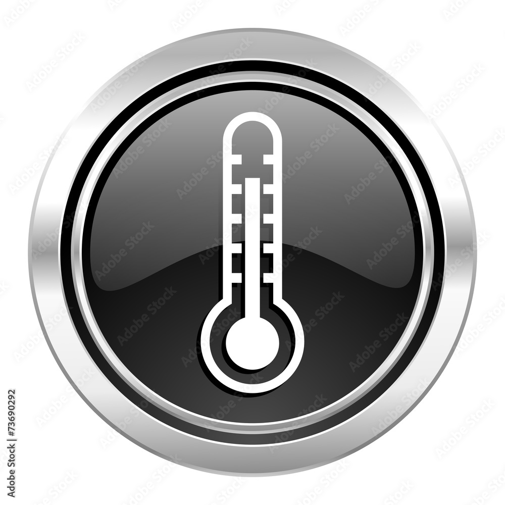 thermometer icon, black chrome button, temperature sign thermometer icon, black chrome button, temperature sign