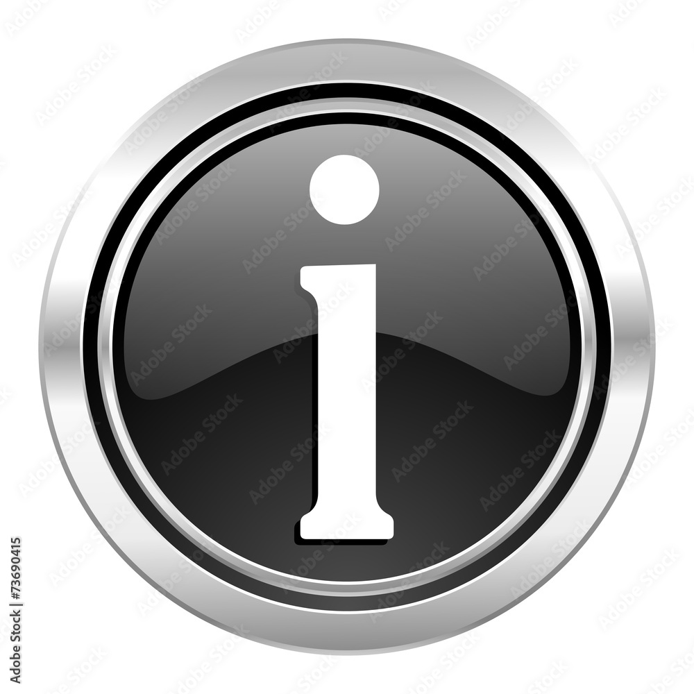 information icon, black chrome button information icon, black chrome button