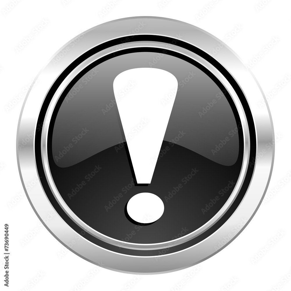 exclamation sign icon, black chrome button, warning sign exclamation sign icon, black chrome button, warning sign