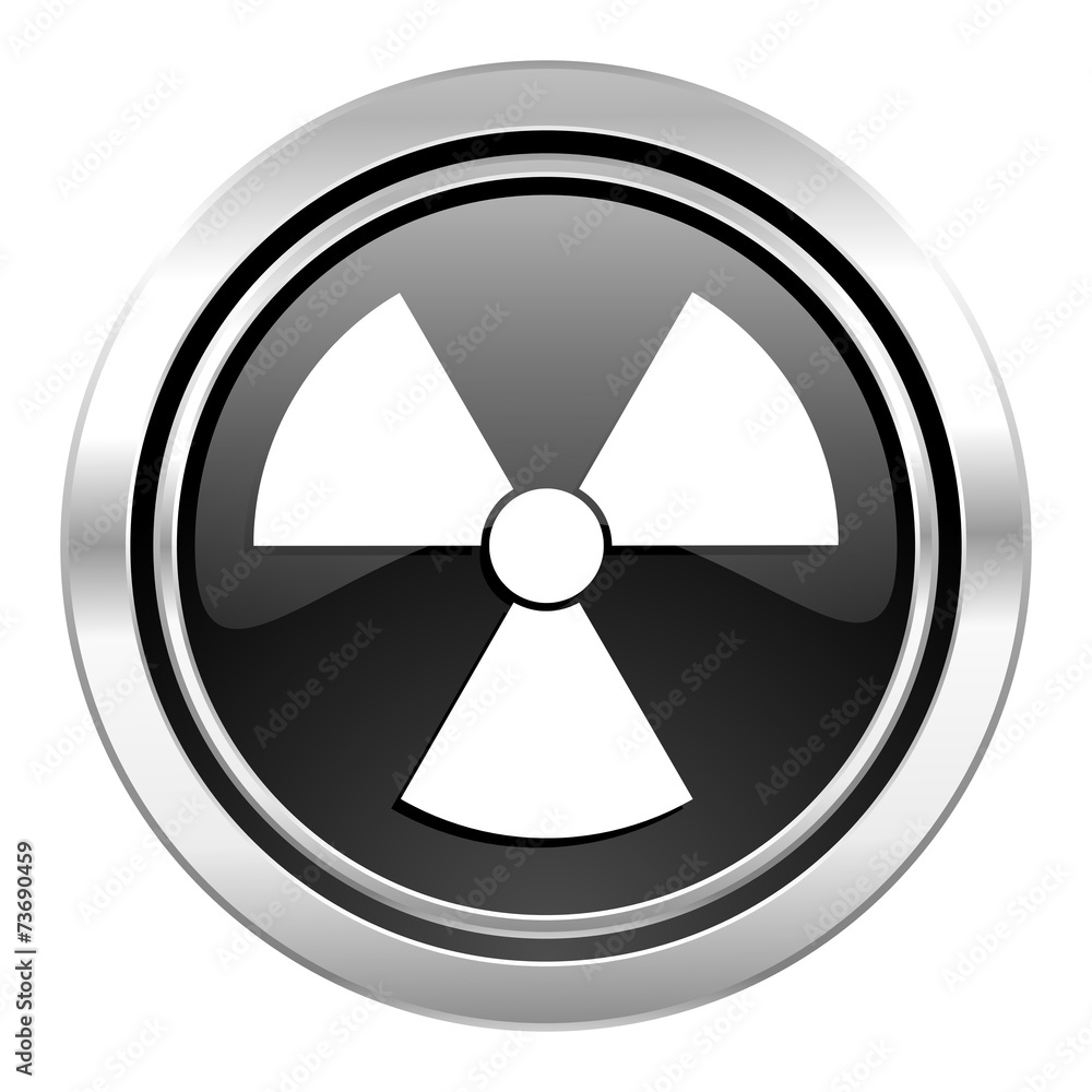 radiation icon, black chrome button, atom sign radiation icon, black chrome button, atom sign