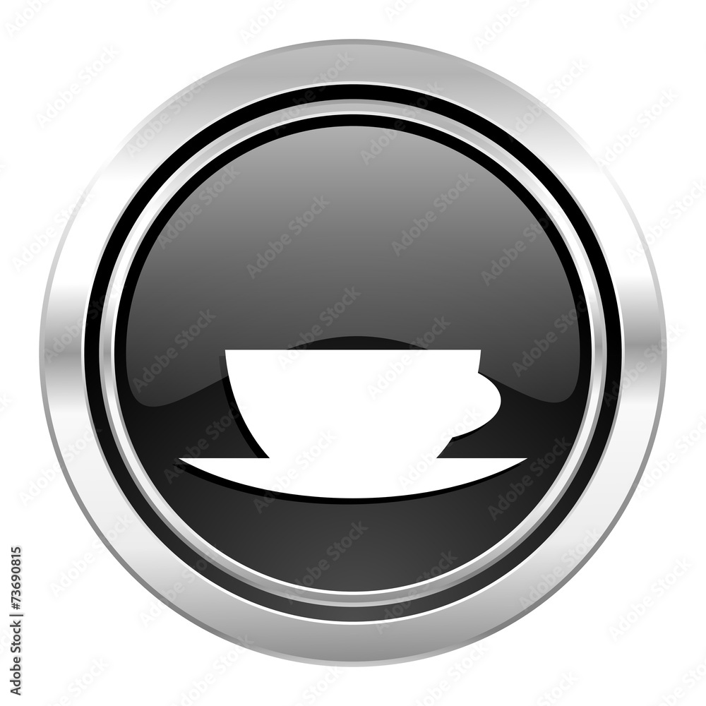 espresso icon, black chrome button, caffe cup sign