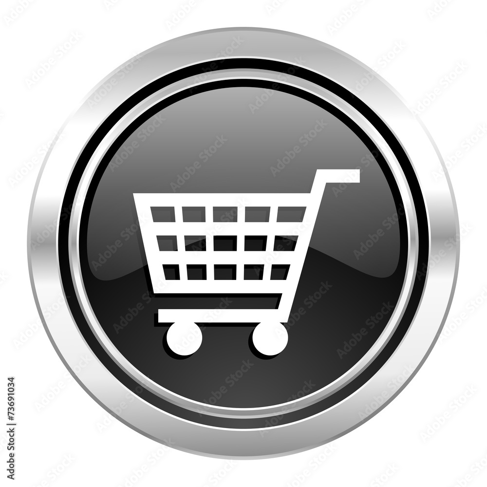 cart icon, black chrome button, shop sign cart icon, black chrome button, shop sign