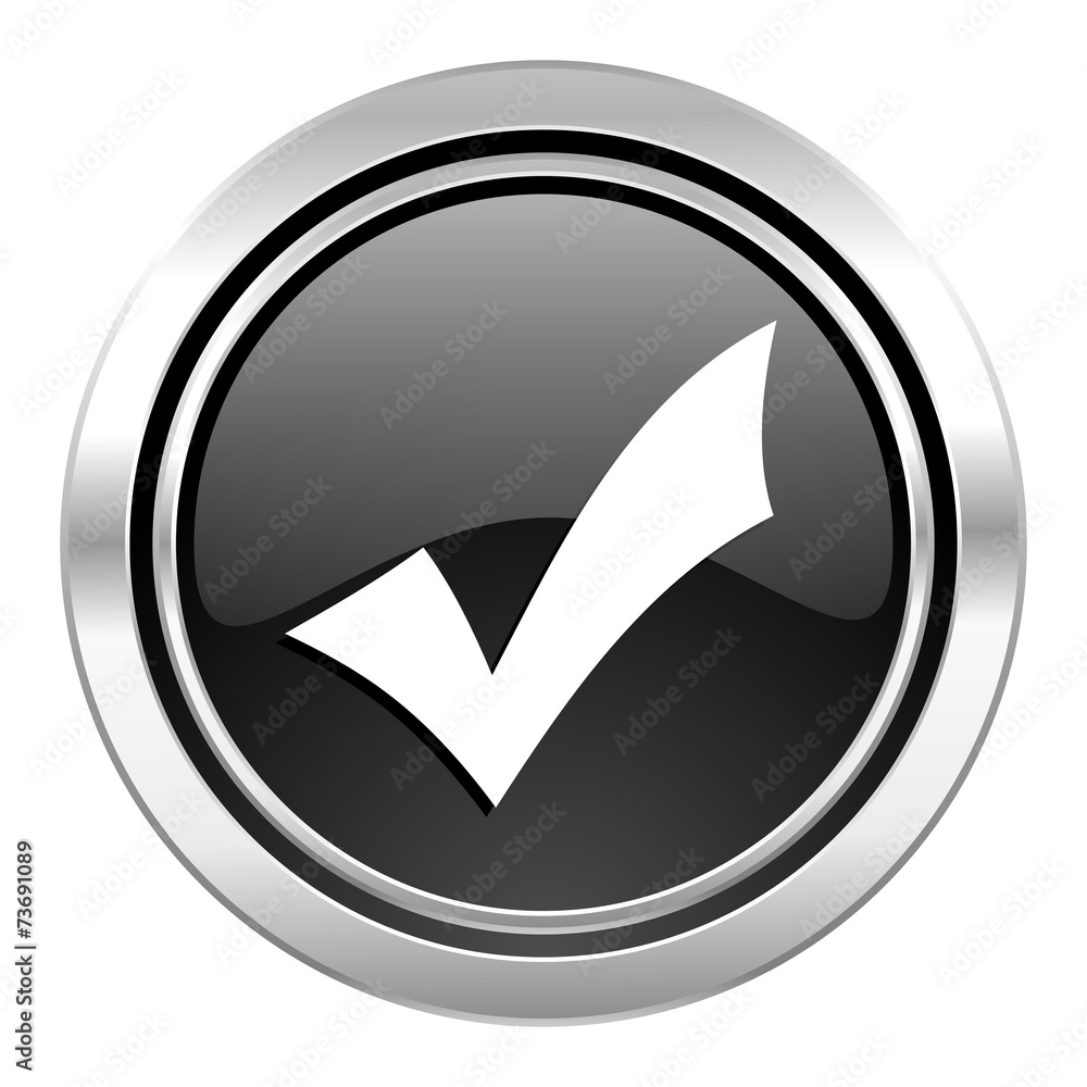 accept icon, black chrome button, check sign accept icon, black chrome button, check sign