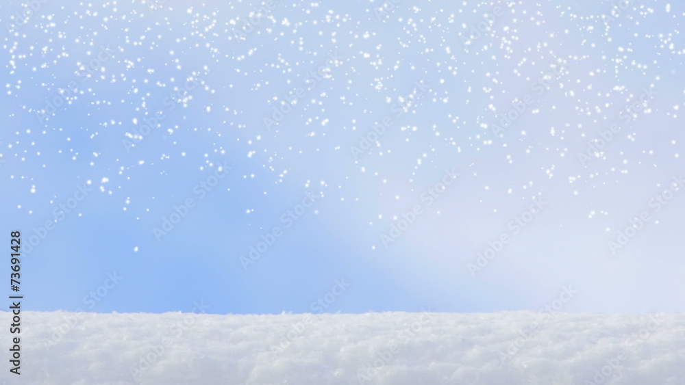 motion of winter snowflake snowfall on a blue sky backgrounds motion of winter snowflake snowfall on a blue sky backgrounds