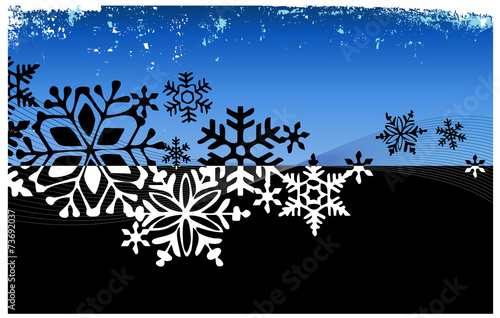 Stylized Grunge Abstract Snowflakes. Flexible, easy-edit file