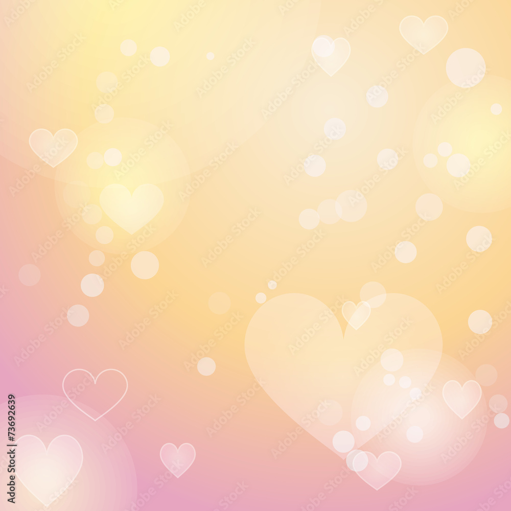 Pink background with hearts and defocused lights