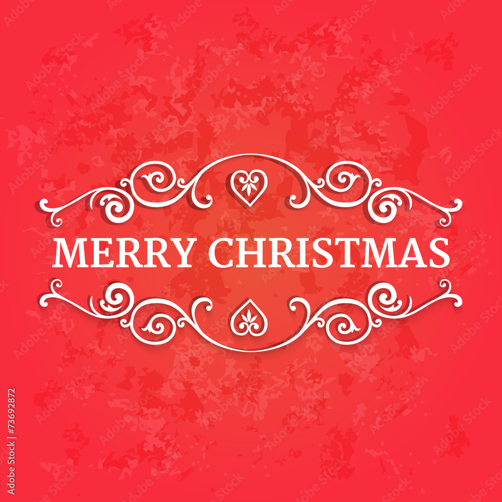 Fancy ornate borders with text merry christmas at red background Fancy ornate borders with text merry christmas at red background