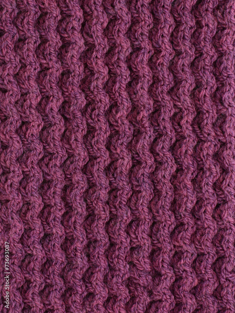 Purple cable knitting stitch