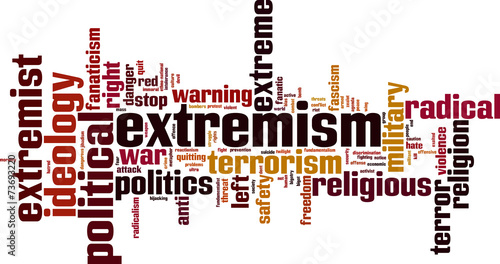Extremism word cloud concept. Vector illustration