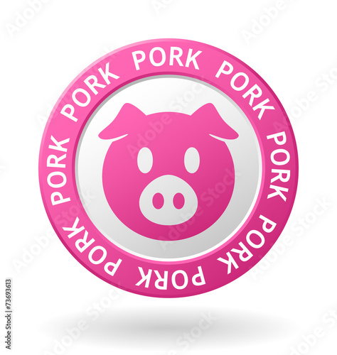 vector pork meat circle icon