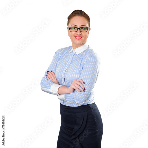 Young stylish business woman with glass