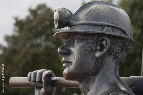 Bronze Coal Miner Statue Head Detail