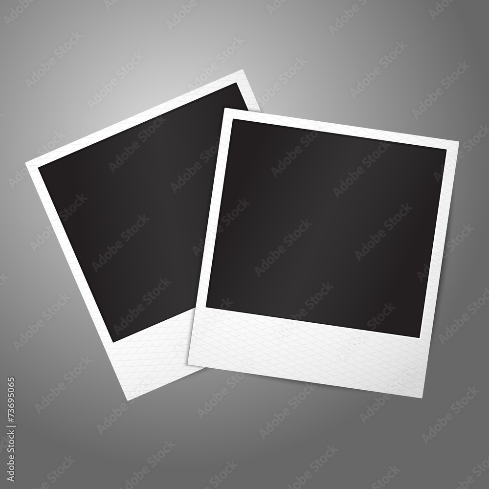 Two blank vector instant photo frames. Template for your design. Two blank vector instant photo frames. Template for your design.