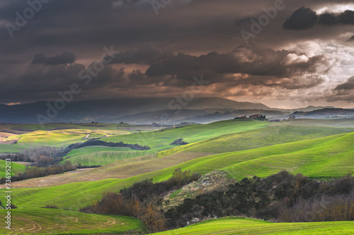 Sunny fields in Tuscany, Italy