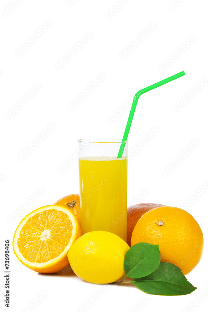 Fruits and glass of fresh juice Fruits and glass of fresh juice