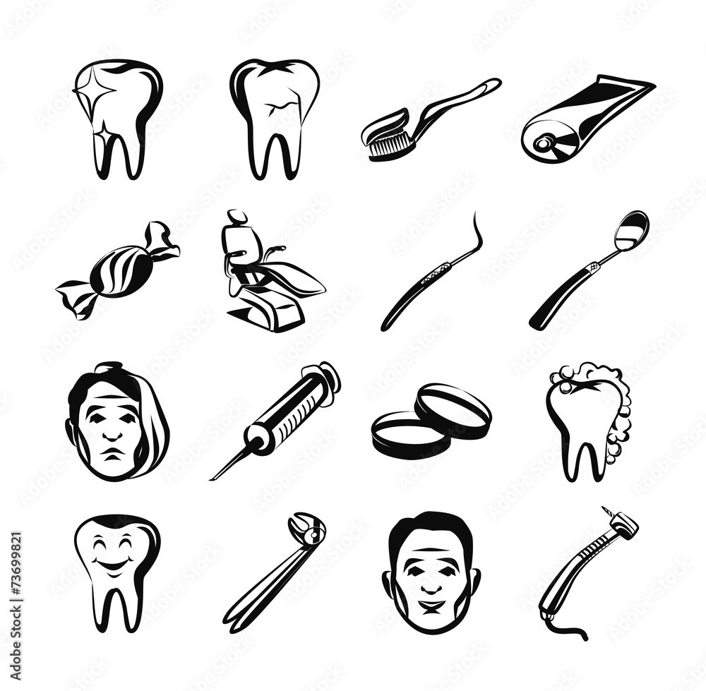 Stomatology black icon set Stomatology black icon set
