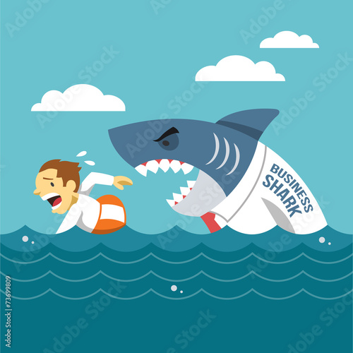 Business shark. Vector flat illustration