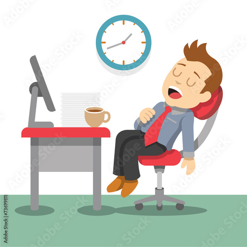 Sleeping businessman. Vector flat illustration