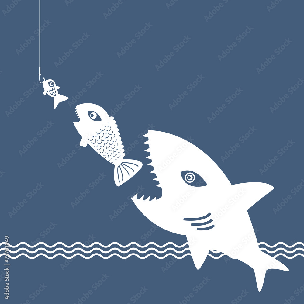 Obraz premium big fish eat little fish