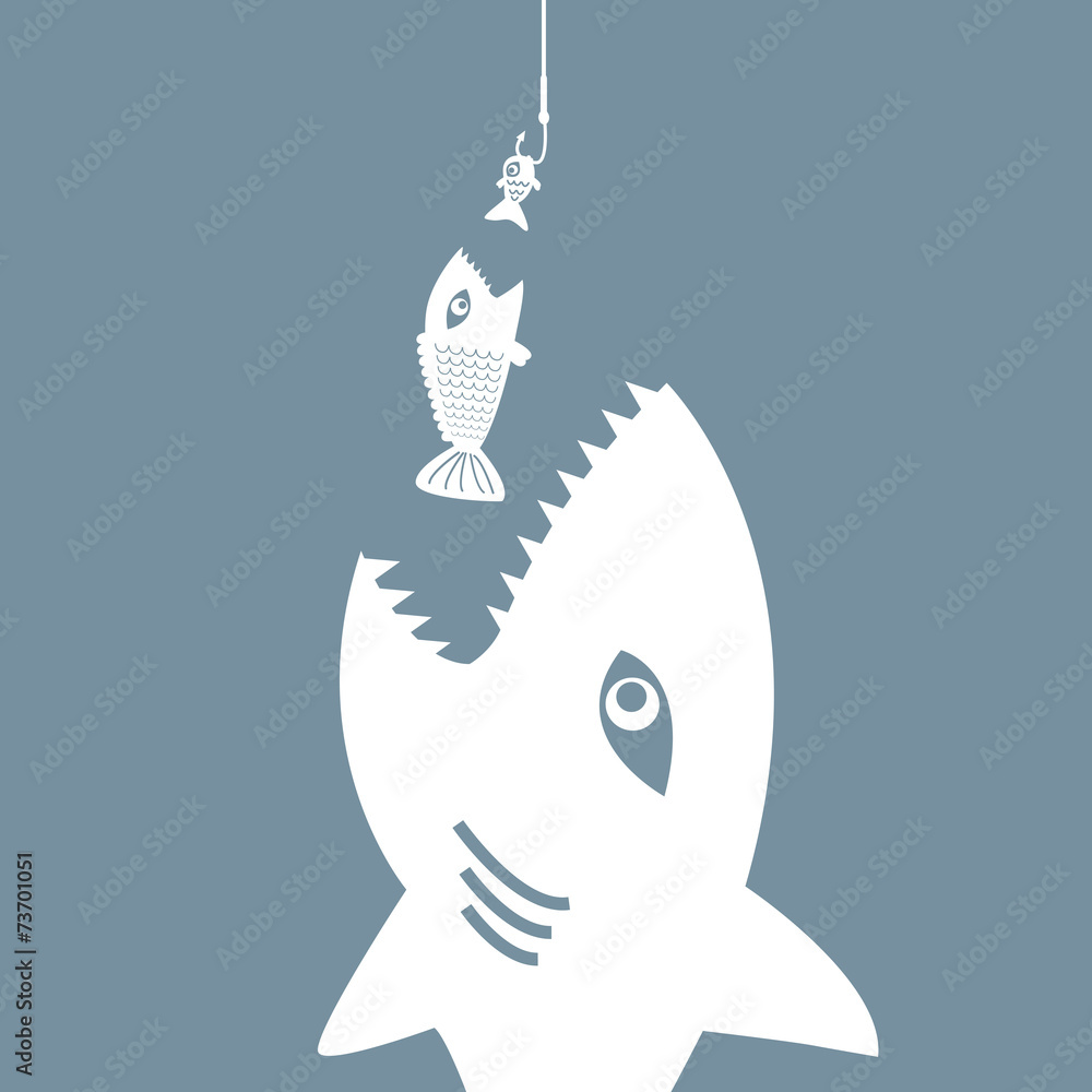 Naklejka premium big fish eat little fish