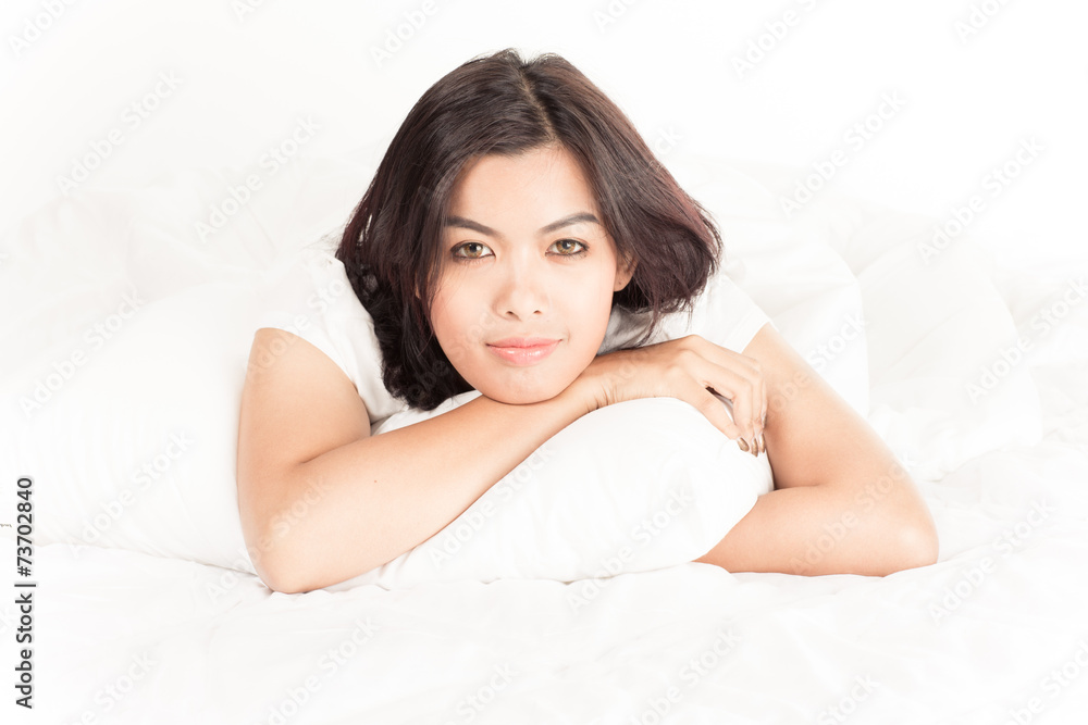 Portrait of a beautiful young woman in bed Portrait of a beautiful young woman in bed