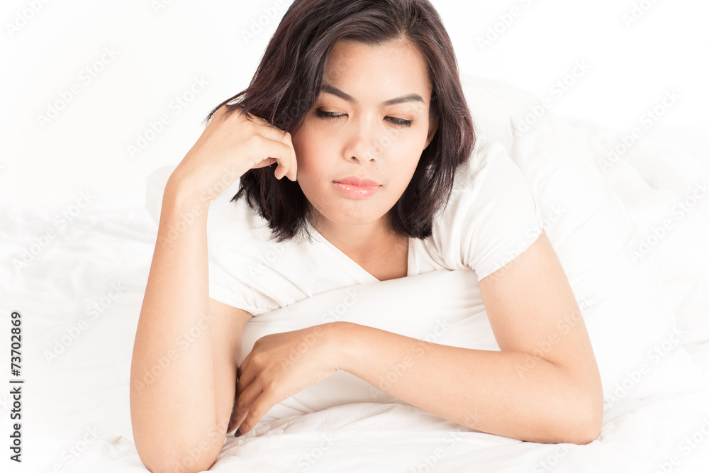 Portrait of a beautiful young woman in bed Portrait of a beautiful young woman in bed
