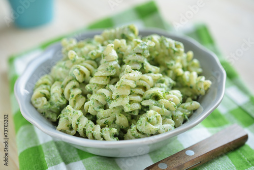 Fusilli pasta with spinach and ricotta